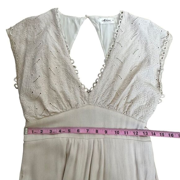 Mahina ~ Ivory Jumpsuit~lightweight gauze like fabric~broidered bodice ~ size M - Picture 11 of 14